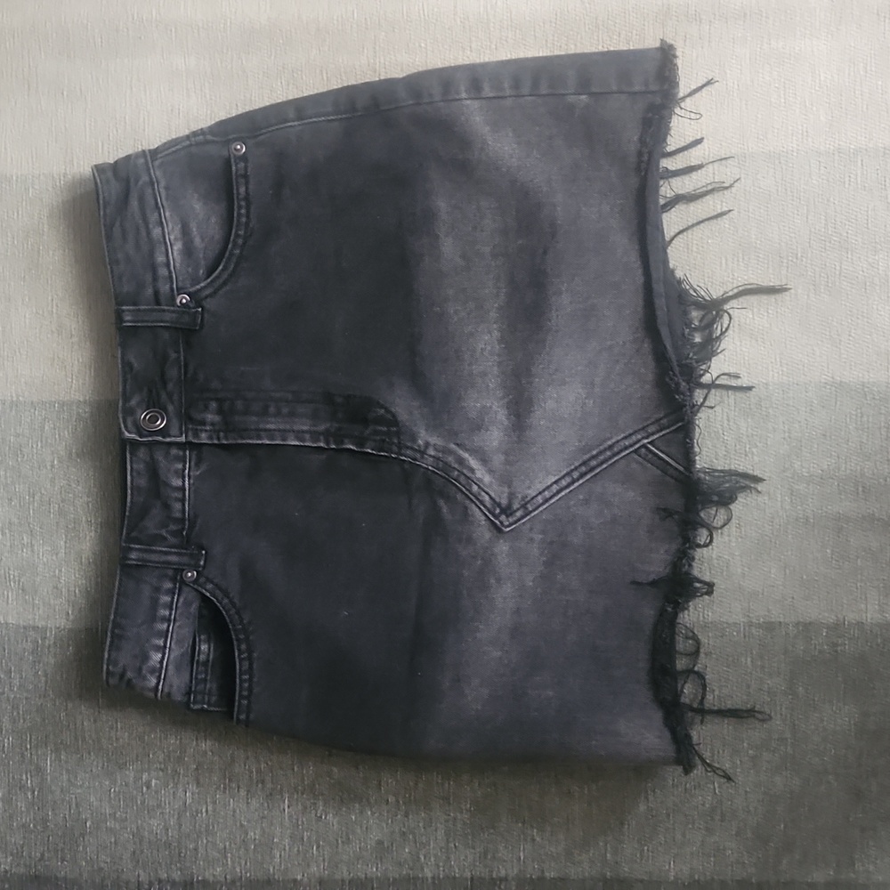 Black denim skirt